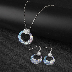 Lady Metal Zircon Necklace Earring Rhinestone Stone <b>Crystal</b> Women Party Purse Bride Bridal Wedding Evening Clutch Jewelry <b>Set</b> - Product Image 2