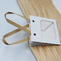 Sac cadeau en papier blanc personnalisé avec fenêtre en PVC transparent et poignée en ruban, petit sac de transport pour emballage cadeau