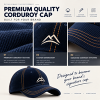 Casquette Dad Hat en velours côtelé avec logo personnalisé, style streetwear, faible MOQ, visière incurvée non structurée, marque privée, bordeaux