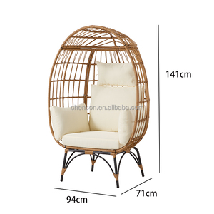 Silla de mimbre de jardín Silla de huevo Silla de ocio de ratán sintético Patio al aire libre Tumbona - Product Image 1