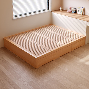<span class=keywords><strong>Letto</strong></span> in Legno Massello Stile Nordico, <span class=keywords><strong>Letto</strong></span> in Faggio per Camera da <span class=keywords><strong>Letto</strong></span>, Tatami Senza <span class=keywords><strong>Testiera</strong></span> con Cassetto Portaoggetti - Product Image 5