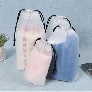 Custom Clear PE/PVC Biodegradable Drawstring T-Shirt Bag Waterproof Dust Proof Packaging Clothing Shoes Socks Fur Screen Printed - Product Image 2