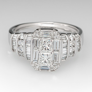 Anillo de Diamantes con Corte Esmeralda F1465, Oro Sólido de 18K, Color D Natural, Piedras Laterales en Forma de Baguette, Anillo de Compromiso para Mujer - Product Image 3