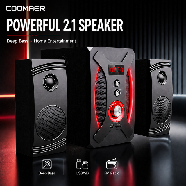 Hottest 2.1 Channel Multimedia Speaker Music System Home Theater Woofer Speakers With LED Light