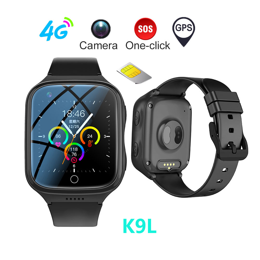 Montre intelligente noire K9L-health-4g-gps