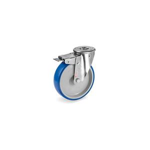 TELLURE ROTA - 618802 Roues d'injection polyuréthane, polyamide 6 centre, support pivotant avec trou de boulon type NLX avec blocage avant - Product Image 1
