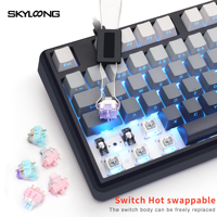 104 inalámbrico al por mayor perilla de teclado mecánico teclado inalámbrico RGB grabado lateral intercambiable en caliente para dispositivos Android IOS Windows