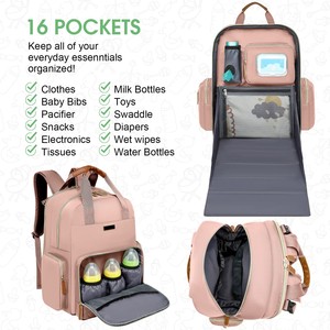 Bolsa de pañales de maternidad de gran capacidad, <span class=keywords><strong>mochila</strong></span> de viaje personalizada para mamá, <span class=keywords><strong>bolso</strong></span> de pañales de lactancia con estación de cambio - Product Image 5