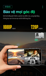 Cámara para Vehículo Vietnam QCVN06 Compatible con 4G GPS ADAS DMS, hop quy QCVN 06 4G AI Dashcam 4CH - Product Image 5