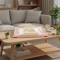 Support de Luxe Moderne Portable pour Tuiles de Mahjong, en Bois Coloré avec Porte-Cartes, Style Américain, pour 4 Joueurs, 18 pouces
