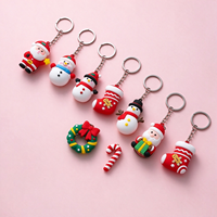 Porte-clés de Noël Jincan 2026 mignon, pendentif Père Noël, design arbre, cadeau pour petite entreprise, en PVC souple, impression numérique
