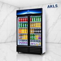 Réfrigérateur vertical commercial à température unique pour boissons, avec commande mécanique et 2 portes, pour les magasins et les supermarchés