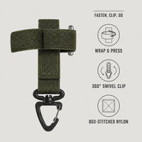 Sangle auto-agrippante à dégagement rapide avec clip pivotant à 360° pour sac à dos MOLLE, équipement extérieur en polyester triple couche