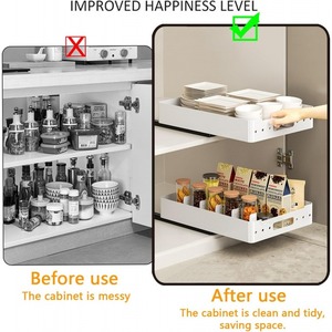 Penyimpanan rumah kabinet tarik pengatur 16.9 \ "D putih dapur kamar mandi dapur 11.8" W rak geser tetap perekat laci penyimpanan - Product Image 2
