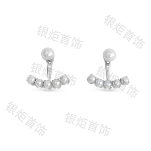 925 स्टर्लिंग चांदी के सामने और पीछे मीठे पानी के मोती कान की जैकेट वाली महिला लड़कियों के गहने - Product Image 3