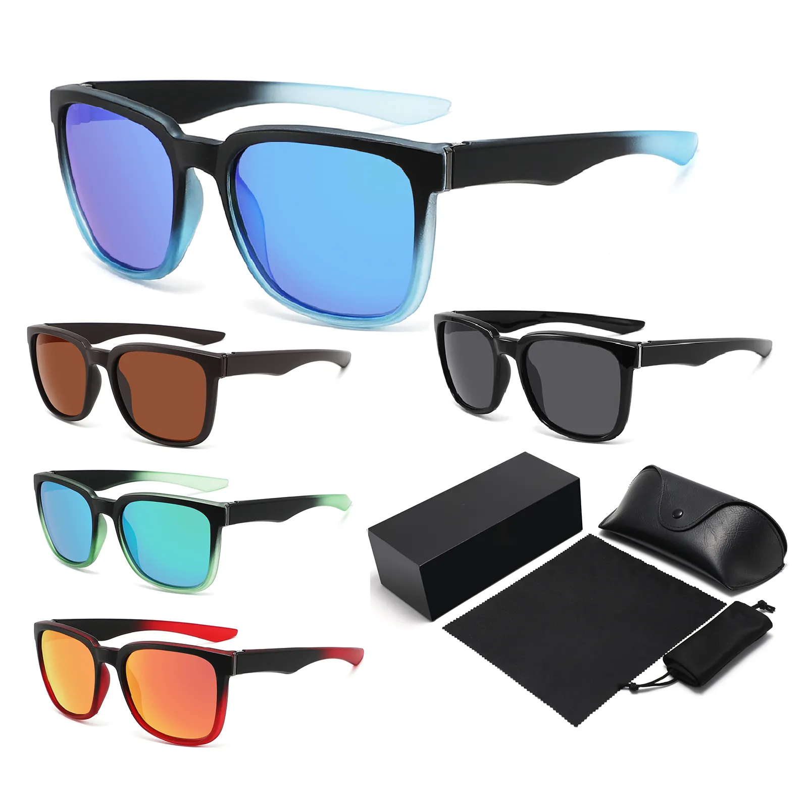 2024ขายส่งที่กําหนดเองขี่จักรยานกลางแจ้งแฟชั่นแว่นตากันแดดPolarized UV400 หรูหราGradientกรอบกระจกเลนส์แว่นตาSunสําหรับชาย