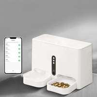 Distributeur automatique intelligent IA 5+5L pour chats 2026 avec contrôle via application Wi-Fi, design étanche à motif uni et fontaine à eau pour animaux de compagnie