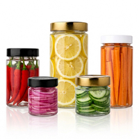 Frascos de Vidrio Transparente Ergo para Alimentos de 100 ml, 212 ml y 380 ml con Tapa Metálica Plateada
