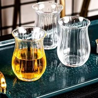 Verre sans pied en forme de tulipe, soufflé à la main, à bords dorés, minimaliste, idéal pour les cafés, parfait pour les boissons créatives au thé et au café