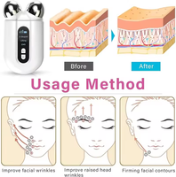 Masseur facial anti-rides pour double menton, tonifiant par micro-courant, avec compresse chaude et télécommande sans fil