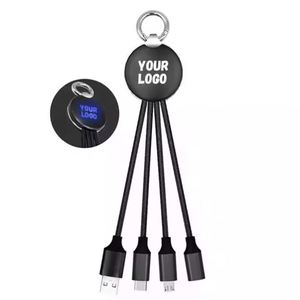 Wholesale Custom Led Logo Usb <b>Type</b>-<b>C</b> 3 in 1 Keychain <b>Charging</b> <b>Cable</b> Phone Charger <b>Cables</b> for Business Gift - Product Image 6