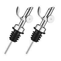 Lot de 2 becs verseurs automatiques pour spiritueux, en acier inoxydable argenté, pour vin, sirop, huile d'olive, accessoires pour bar à domicile