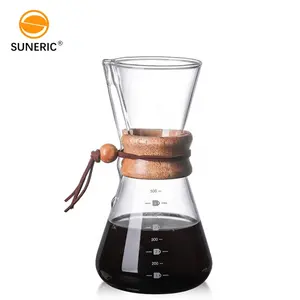 Hitzebeständige Handkaffeemaschine 304 Edelstahl Filter Kaffeebrauerei Topf-Set Glas Übergießen Kaffee-Tropfer mit Filter