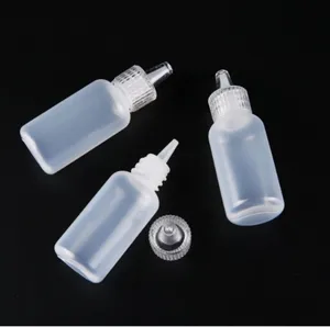 Botol plastik tetes mata HDPE 18ml, botol cat warna alami bulat dengan penutup Kristal