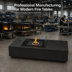 Table de foyer au <span class=keywords><strong>bioéthanol</strong></span> pour intérieur et extérieur <span class=keywords><strong>avec</strong></span> brise-vent en verre, brûleur à flamme réelle pour patio et salon, de Foshan OEM - Product Image 5