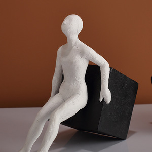 Figure Shaped Bookend Set 2Pcs Resin Minimalist Design For <b>Desk</b> Bookshelf Home <b>Study</b> Decor - Product Image 3