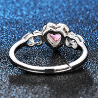 Bague de fiançailles en argent 925 avec spinelle rose en forme de cœur, incrustée de quartz rose et de zircone cubique 5A