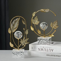 Décoration Artistique Créative en Boule de Cristal Électroplaquée, Thème Végétal de Luxe Léger, pour Bureau, Salon et Maison