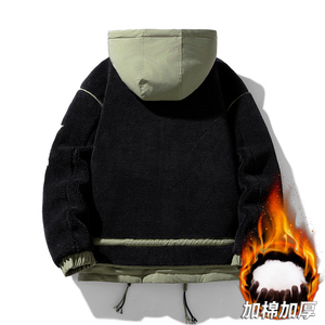 Chaqueta polar personalizada con logotipo para hombre, abrigo de invierno informal con forro de terciopelo, abrigo cálido con combinación de colores. - Product Image 3