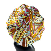 Bonnet de nuit en satin doublé, imprimé bohème, grande taille, réversible, double couche, soyeux, vente en gros, personnalisable