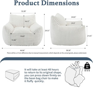 Sillón Puff Gigante Moderno con Reposabrazos - Sofá Ergonómico Extra Grande para Sala <span class=keywords><strong>de</strong></span> Estar, Dormitorio, Habitación Individual, Cómodo Sofá Nube - Product Image 5