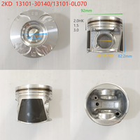 Pièces automobiles très vendues - Piston pour moteur diesel 2KD FTV 2.5L STD 92mm +025 +050 +075 OEM 13101 30140/ 13101 0L070