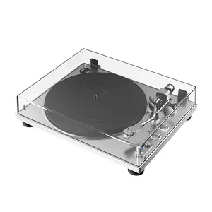 Tocadiscos Retro de 2 velocidades, Tocadiscos negro de Piano, plato de aluminio, reproductor de función de parada automática - Product Image 1