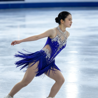 Robe de patinage artistique bleu roi personnalisée avec franges, strass étincelants, dos nu en maille, costume de compétition de patinage sur glace pour femmes et filles