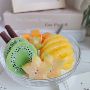 Bougie artisanale en cire de soja, nouveauté, en forme de dessert, bol de yaourt aux fruits simulés, cadeau de table unique - Product Image 4