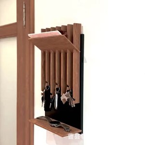 Wooden <b>Wall</b> <b>Mounted</b> Key Rack With <b>Shelf</b> For Entryway Storage And Organization - Product Image 3