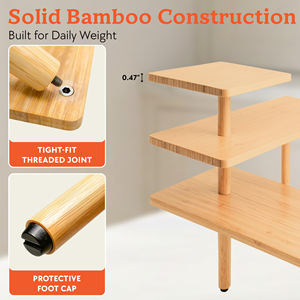 Estante Esquinero de Bambú Ajustable de 3 Niveles para Encimeras de Cocina, Estante Plegable para Especias, Organizador de Almacenamiento - Product Image 2