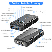 Oraimo 36000mah 15w Chargeur mobile à charge rapide Powerbank Léger Portable Ce Étanche Câble Solaire Power Bank sans fil 20000mah