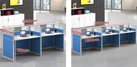 Bureaux minimalistes modernes à 4 places avec écrans de tables de personnel et postes de travail pour chaises de personnel et de personnel