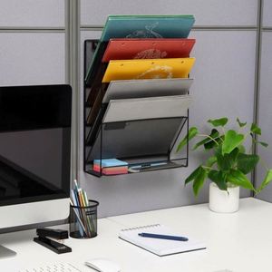 Hanging Wall <b>File</b> <b>Organizer</b> 6 Tier Wall Mounted Mail Paper Folder Holder Document Organization Stand Vertical Desk Magazine Rack - Product Image 3