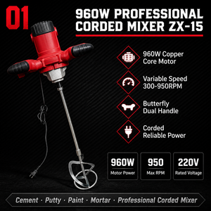 Mezcladora Eléctrica <span class=keywords><strong>de</strong></span> Alta Eficiencia <span class=keywords><strong>de</strong></span> 960W, 3M³/H, Varilla Única, Certificación CE, 950 RPM, <span class=keywords><strong>para</strong></span> Masilla, <span class=keywords><strong>Cemento</strong></span>, Mortero y Pintura, Venta al por Mayor - Product Image 5