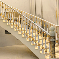 Balustre de Luxe Moderne en Or, Cuivre et Aluminium, Peint en Blanc, pour Escalier, Balcon Intérieur, Villa, Hôtel