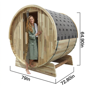 Sauna extérieur panoramique moderne pour villa, sauna en bois massif de cèdre rouge pour 4 à 6 personnes, poêle Harvia, saunas écologiques - Product Image 1
