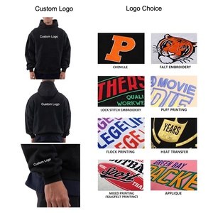 Felpa squadrata da <span class=keywords><strong>uomo</strong></span> di colore marrone su misura con scritta ricamata Vintage spessa pietra pesante con Zip - Product Image 4