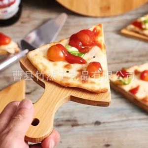 Plateau à pizza en bambou avec poignées, planche de service de 30 cm pour la cuisson et la découpe - Product Image 3