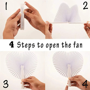 10 pièces blanc pliant ventilateur coeur forme circulaire blanc papier ventilateurs à main mariage extérieur rassemblements fête <span class=keywords><strong>anniversaire</strong></span> mariage décor - Product Image 6
